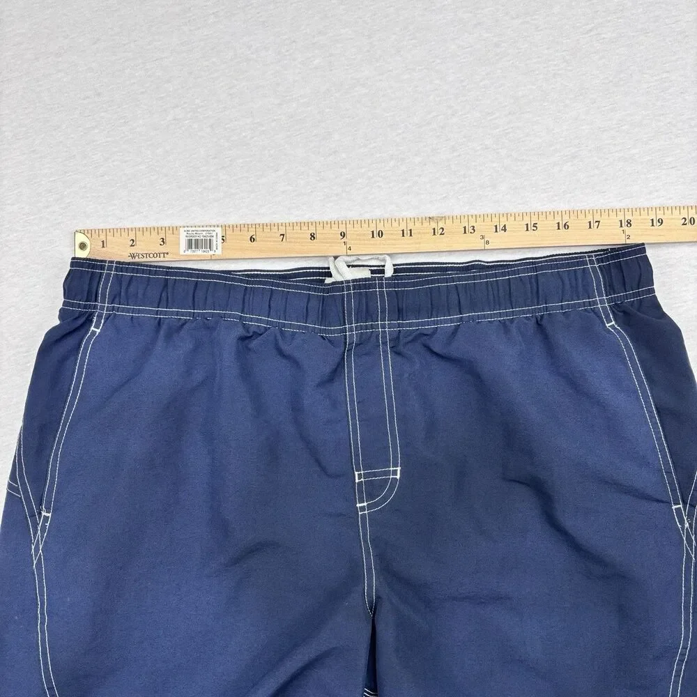 Nike Swim Trunks XL Navy Blue Board Shorts White Swoosh Mesh Lined